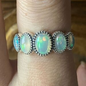 Natural Ethiopian Opal Sterling Silver Ring Size 8